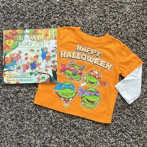 Happy Halloween Mutant Ninja Turtles T-shirt, Size 12 M & Berenstain Bears Book